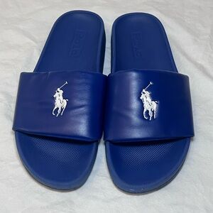 Polo Ralph Lauren Big Pony Slides In Blue with White Pony. Pre-owned.